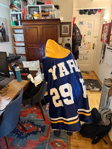 Customer photo review of Personalized Hockey Hooded Blanket