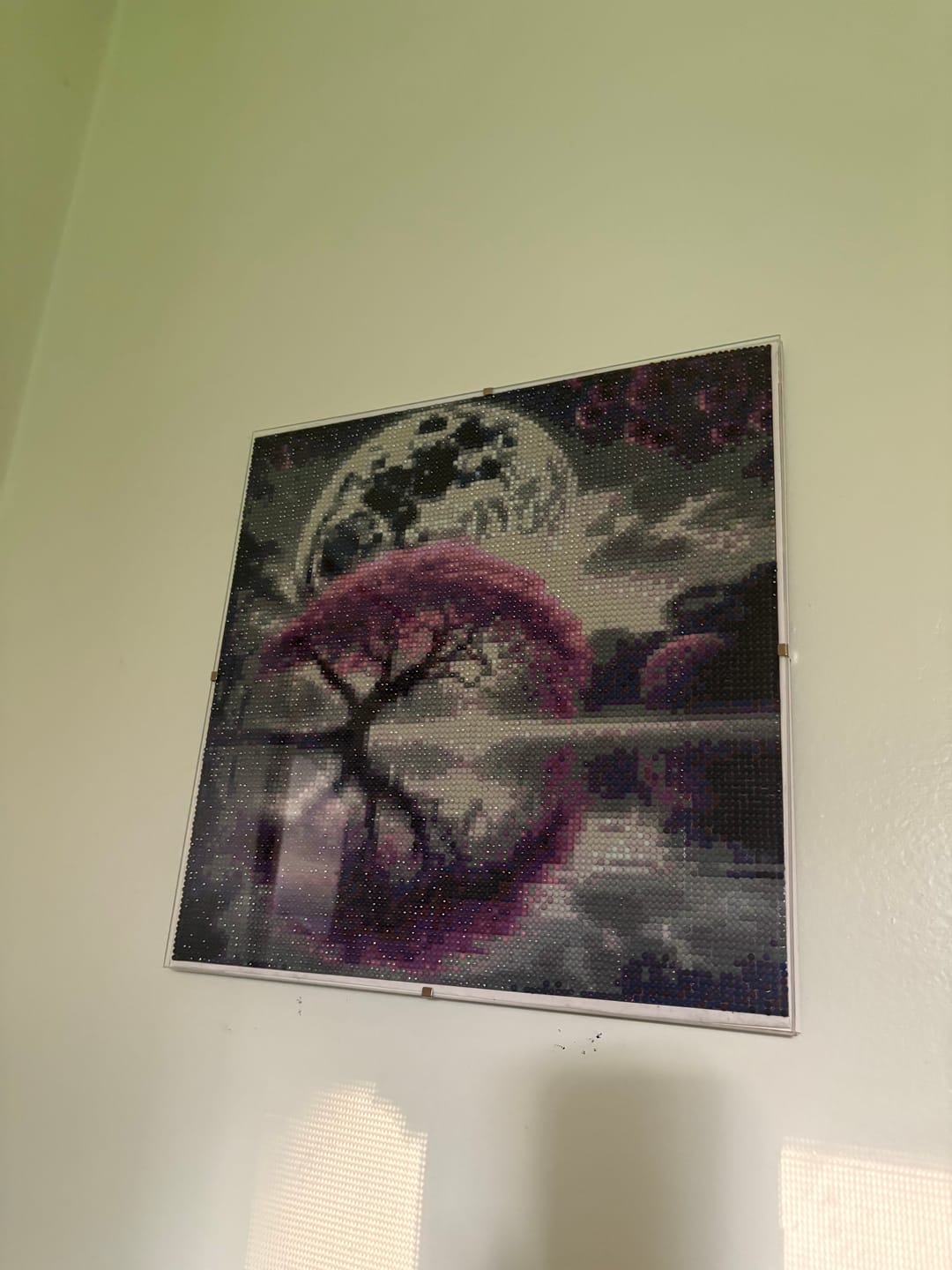 Customer photo review of Moonlit Serenity: Reflection Under Purple Blossoms - diamond painting