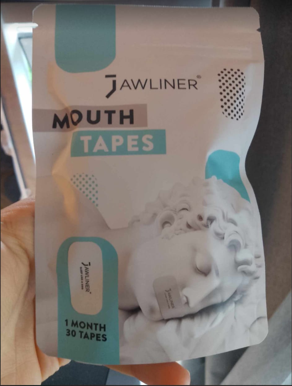 Customer photo review of JAWLINER® Anti Snoring Mouth Tape