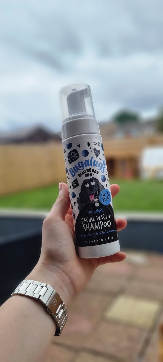 Customer photo review of Blueberry Spa™ No Rinse Facial Wash + Shampoo with Blueberry & Colloidal Oatmeal for Dogs