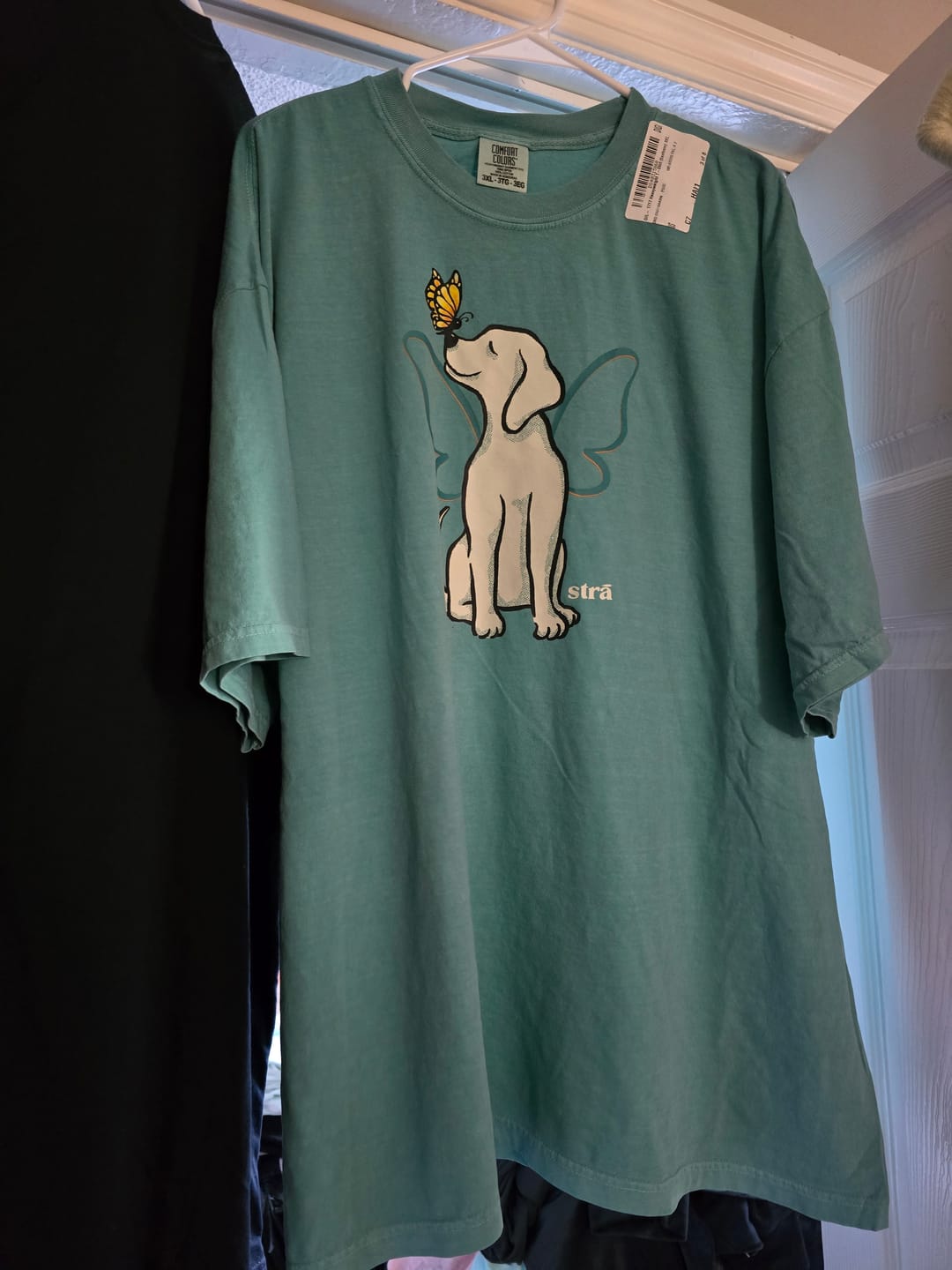 Customer photo review of Wings Of Hope Dog & Butterfly Tee (Sea Foam, Blue Jean, Terracotta, Ivory)
