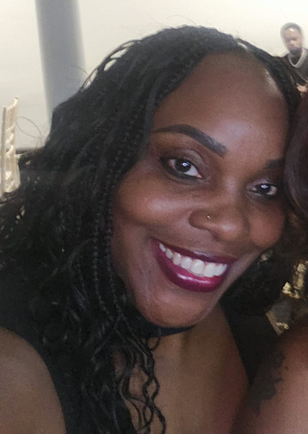 Customer photo review of Burgundy Deep Wave Bulk Hair Extensions for Braiding