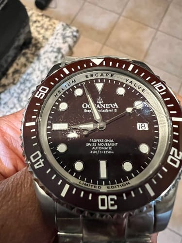 Customer photo review of Oceaneva Men's Deep Marine Explorer II1250M Pro Diver Watch Brown