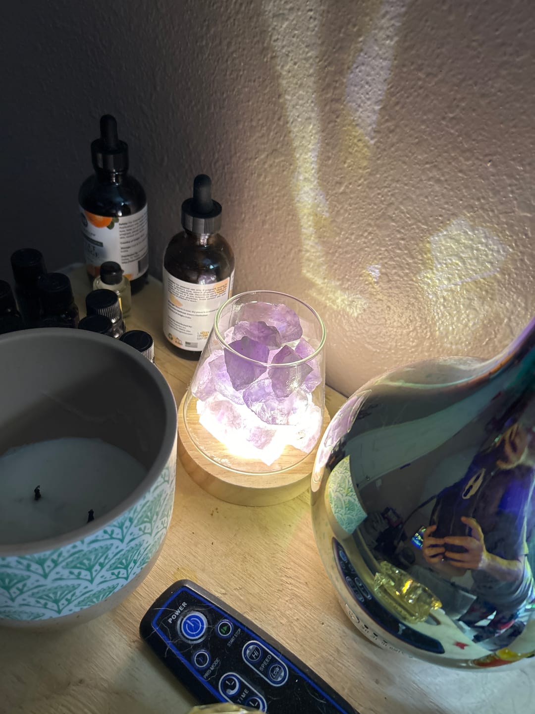 Customer photo review of Raw Gemstone Essential Oil Diffuser With Light