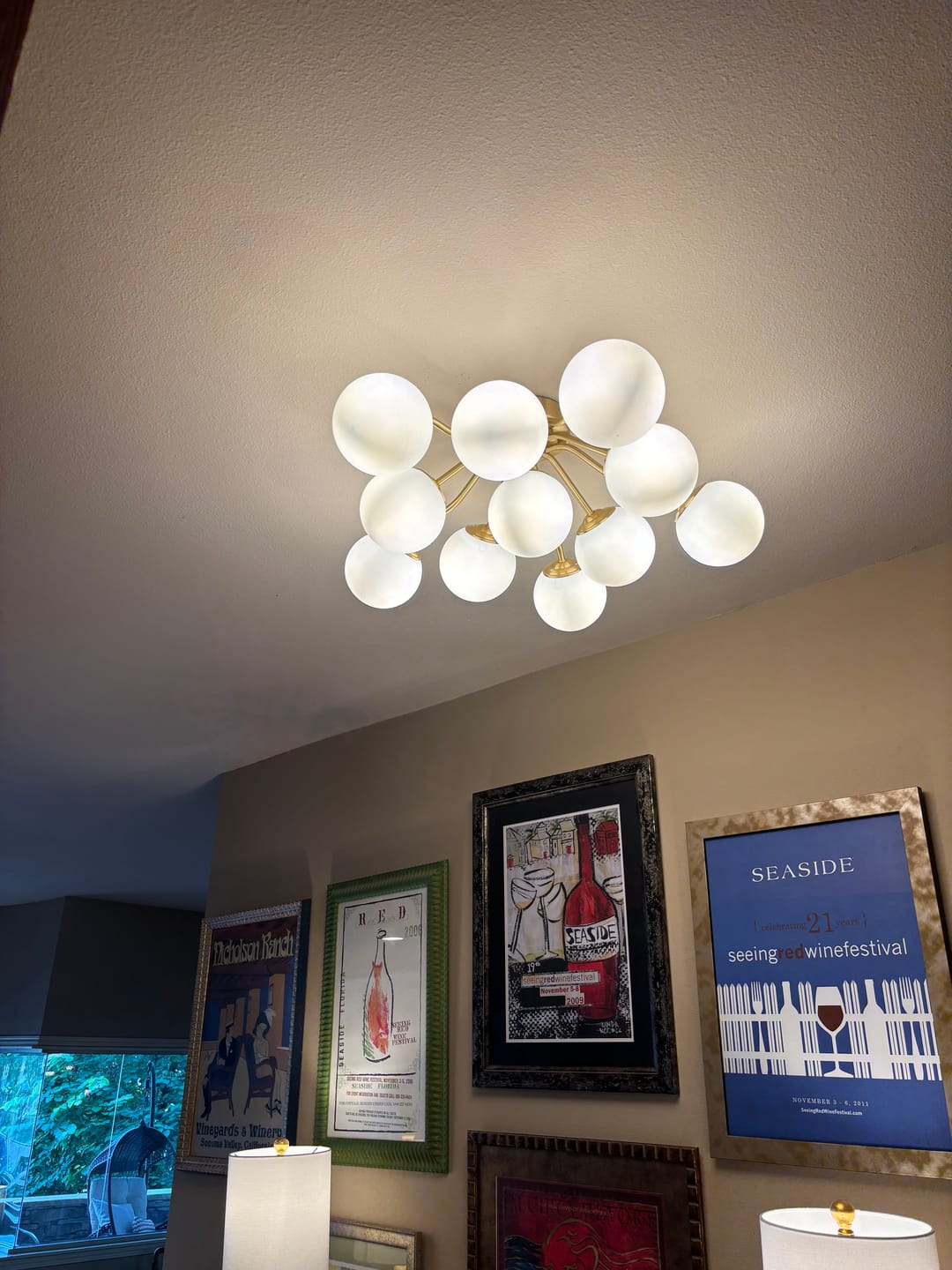 Customer photo review of Bloom Brass Frosted Glass Bubble Semi Flush Chandelier