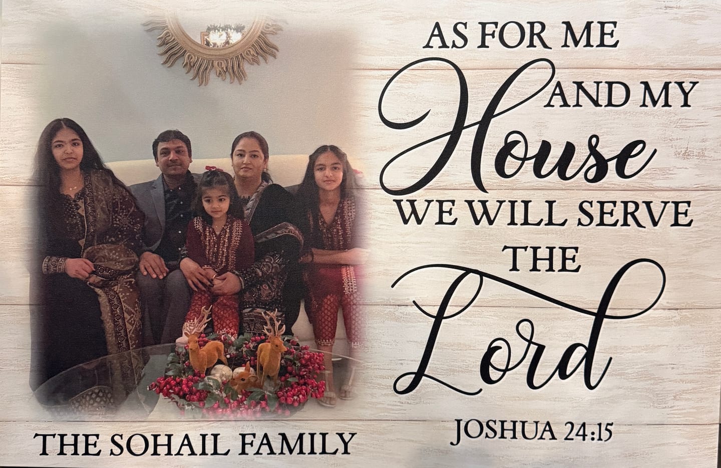 Customer photo review of Personalized, As for Me and My House Joshua 24:15, Custom Family Name & Photo, Wall Art Canvas