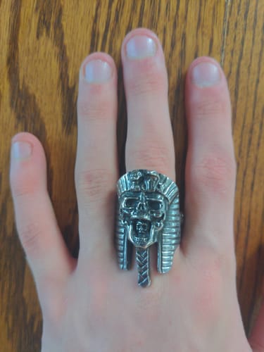 Customer photo review of Egyptian Curse Skull Ring