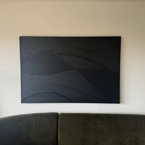 Customer photo review of Handmade Black Textured Painting – Minimalist 3D Canvas Art