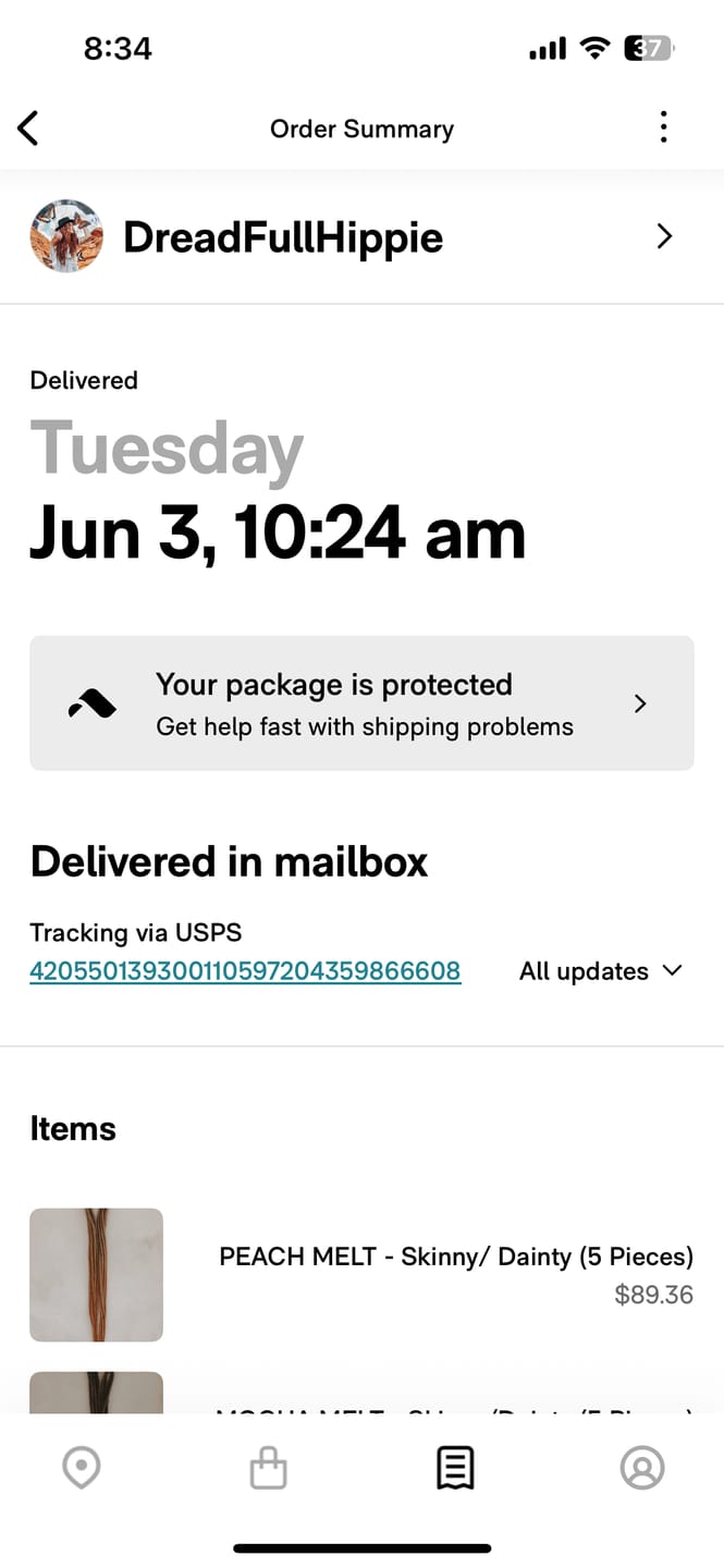 Customer photo review of Shipping Protection by Route