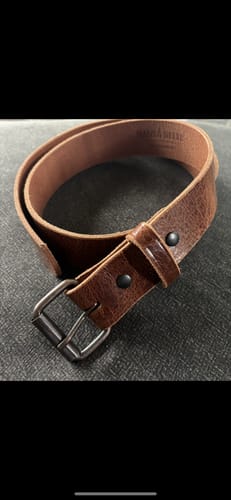 Customer photo review of The Rustic Glazed Leather Jean Belt - 1.5"