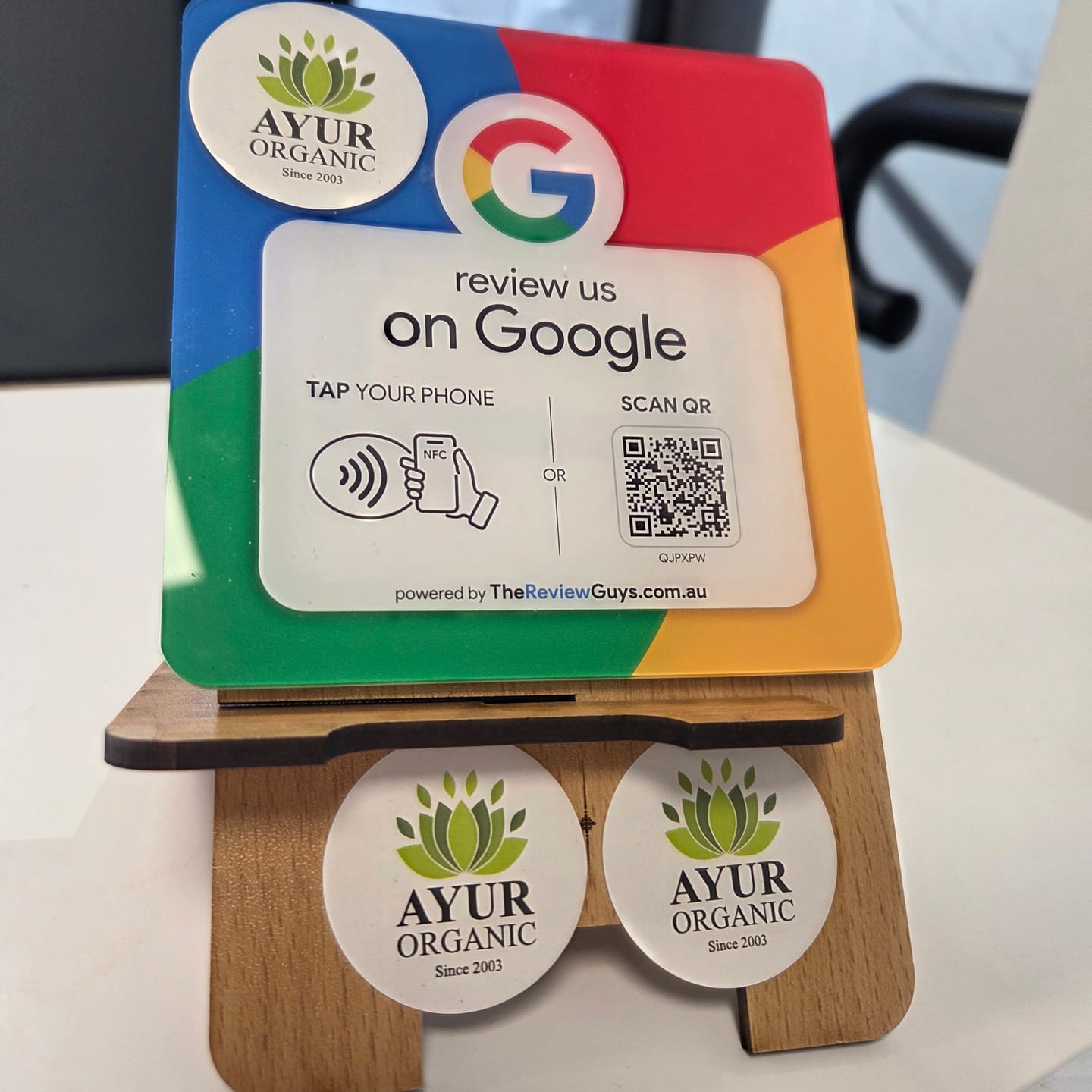 Customer photo review of Google Review NFC Plate +  QR Code