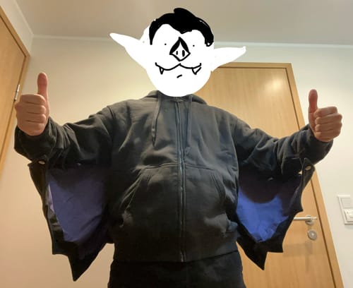 Customer photo review of Bat Wing Zip Up Hoodie