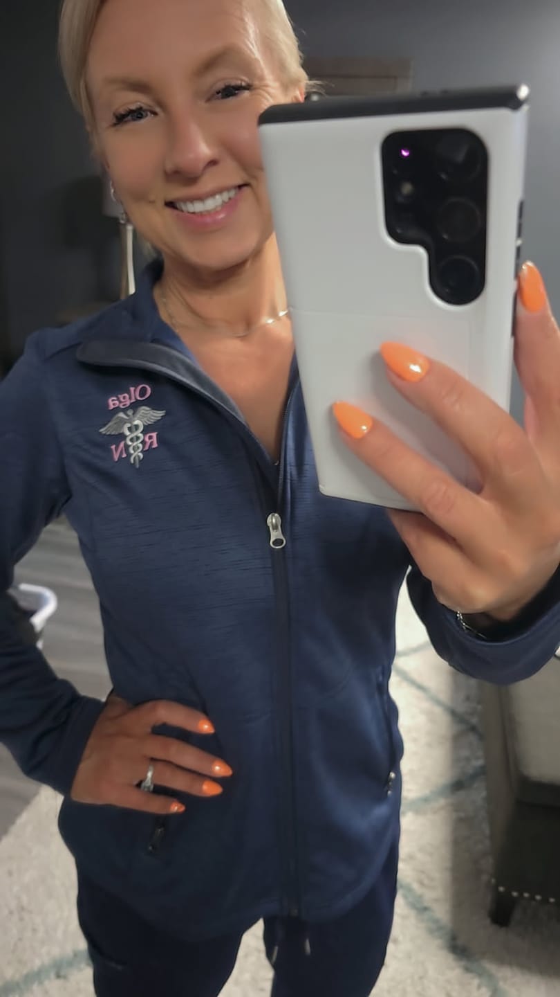 Customer photo review of Ladies Digi Stripe  Personalized Nurse Full Zip