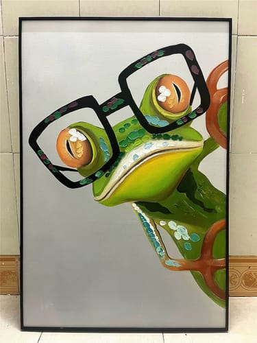 Customer photo review of Kermit Frog Oil Painting | Playful Art for Modern Home Decor