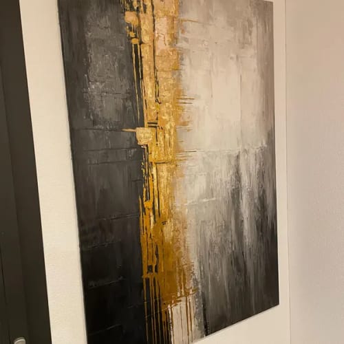 Customer photo review of Modern Abstract Textured Wall Art -Urban Radiance Luxury Painting for Living Room