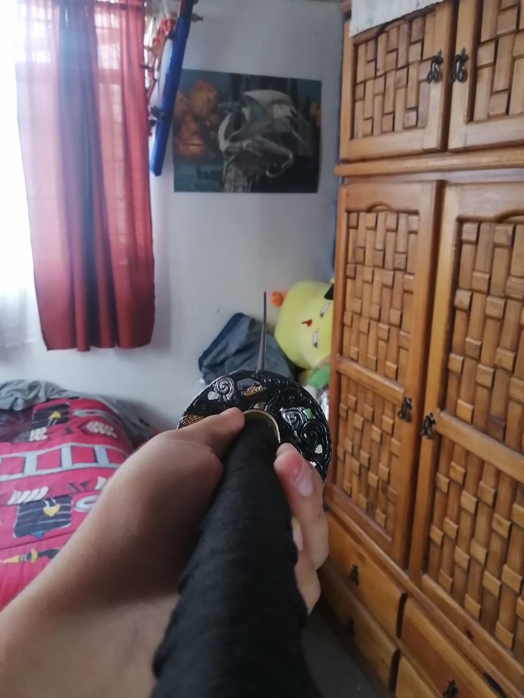 Customer photo review of The Burakkuingula Handmade Katana Clay Tempered T10 Steel