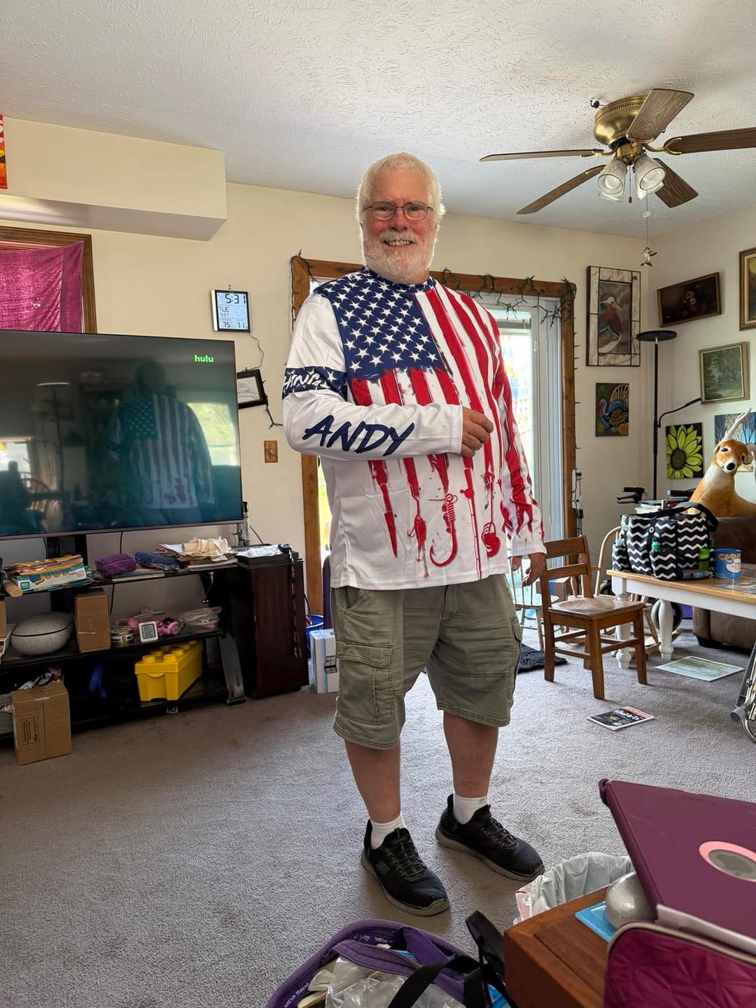 Customer photo review of American flag UV protection fishing shirt fishing jersey for fisherman A12