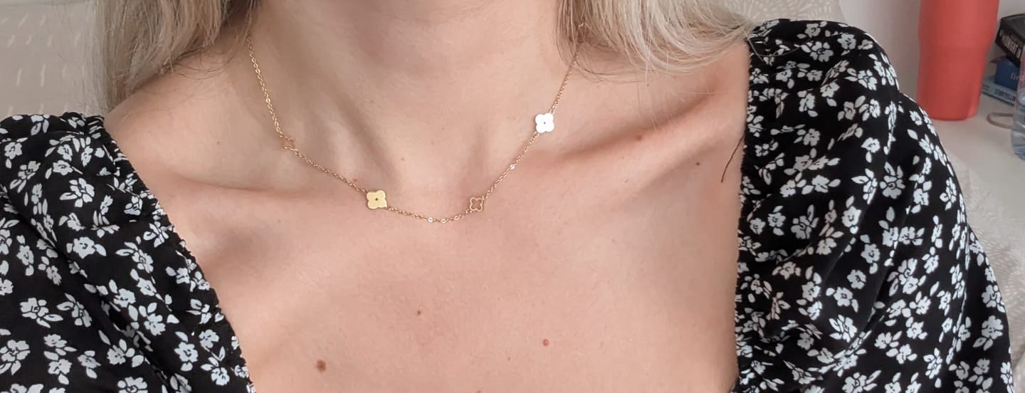 Customer photo review of Multi Clover Necklace