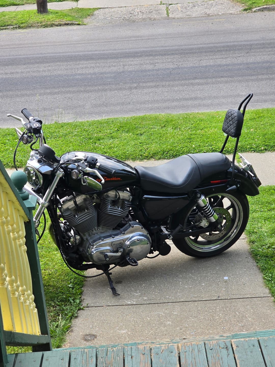 Customer photo review of Viking Iron Born Diamond Stitch Leather Short Motorcycle Sissy Bar Pad for Harley Davidson