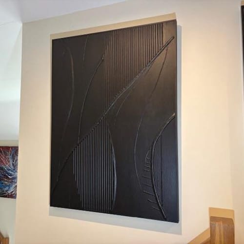 Customer photo review of Handmade Black Textured Painting – Minimalist 3D Canvas Art