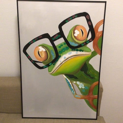 Customer photo review of Kermit Frog Oil Painting | Playful Art for Modern Home Decor
