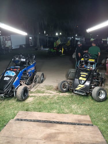 Customer photo review of Racing Trailer Pit Lights – Dual 10 Foot Pole 20,000 Lumens