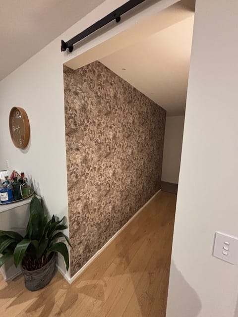 Customer photo review of Thalia - Peacock Distressed Concrete Wallpaper - Navy