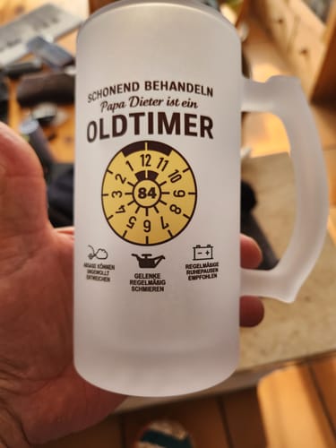 Customer photo review of OLDTIMER - Personalisierbarer Bierkrug