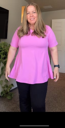 Customer photo review of Anti-Muffin-Top Flowy Tee