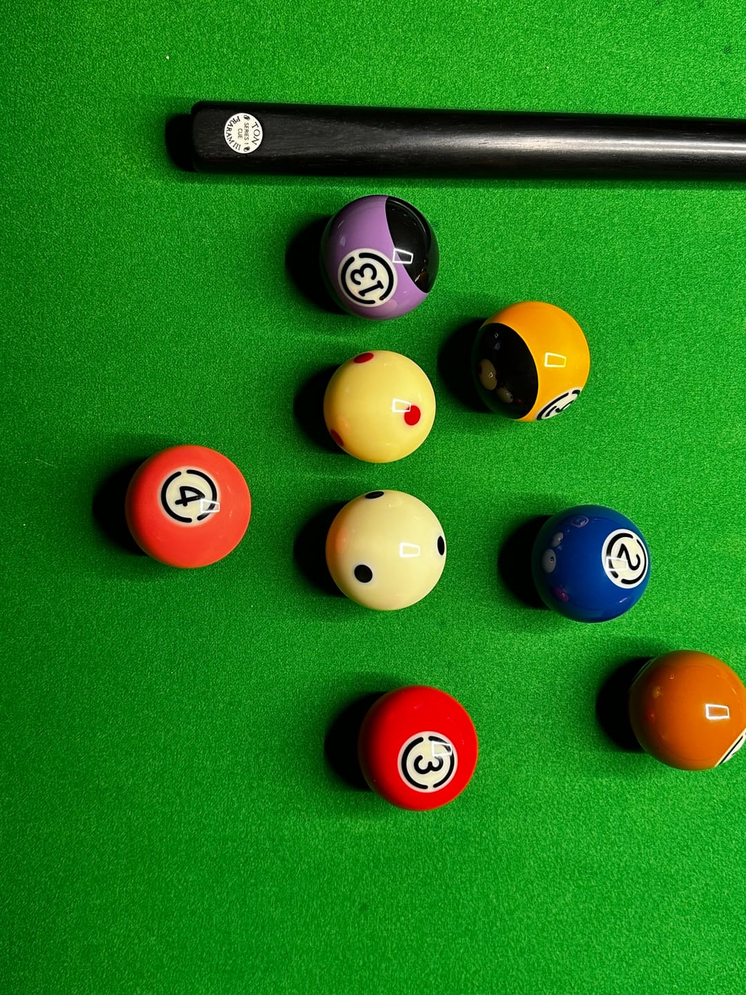 Customer photo review of Cue-King Premium Black Edition Pool Balls with Spotted Cue Ball, 2” UK Size