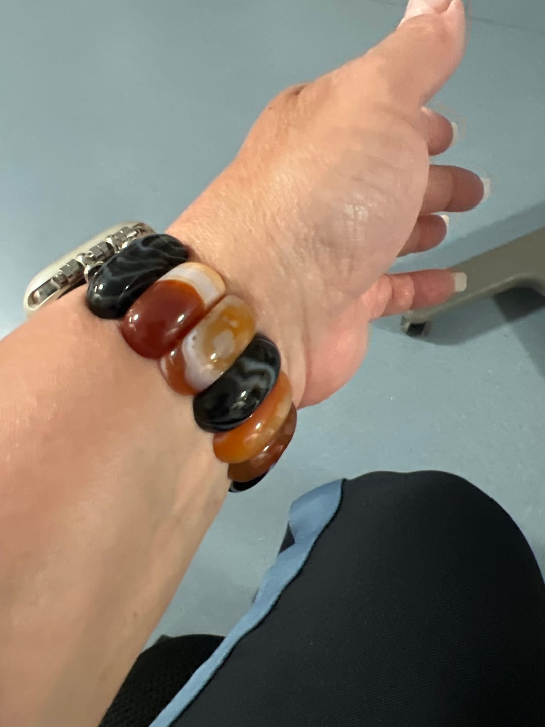 Customer photo review of Bohemian Onyx Elegance Stretch Apple Watch Strap