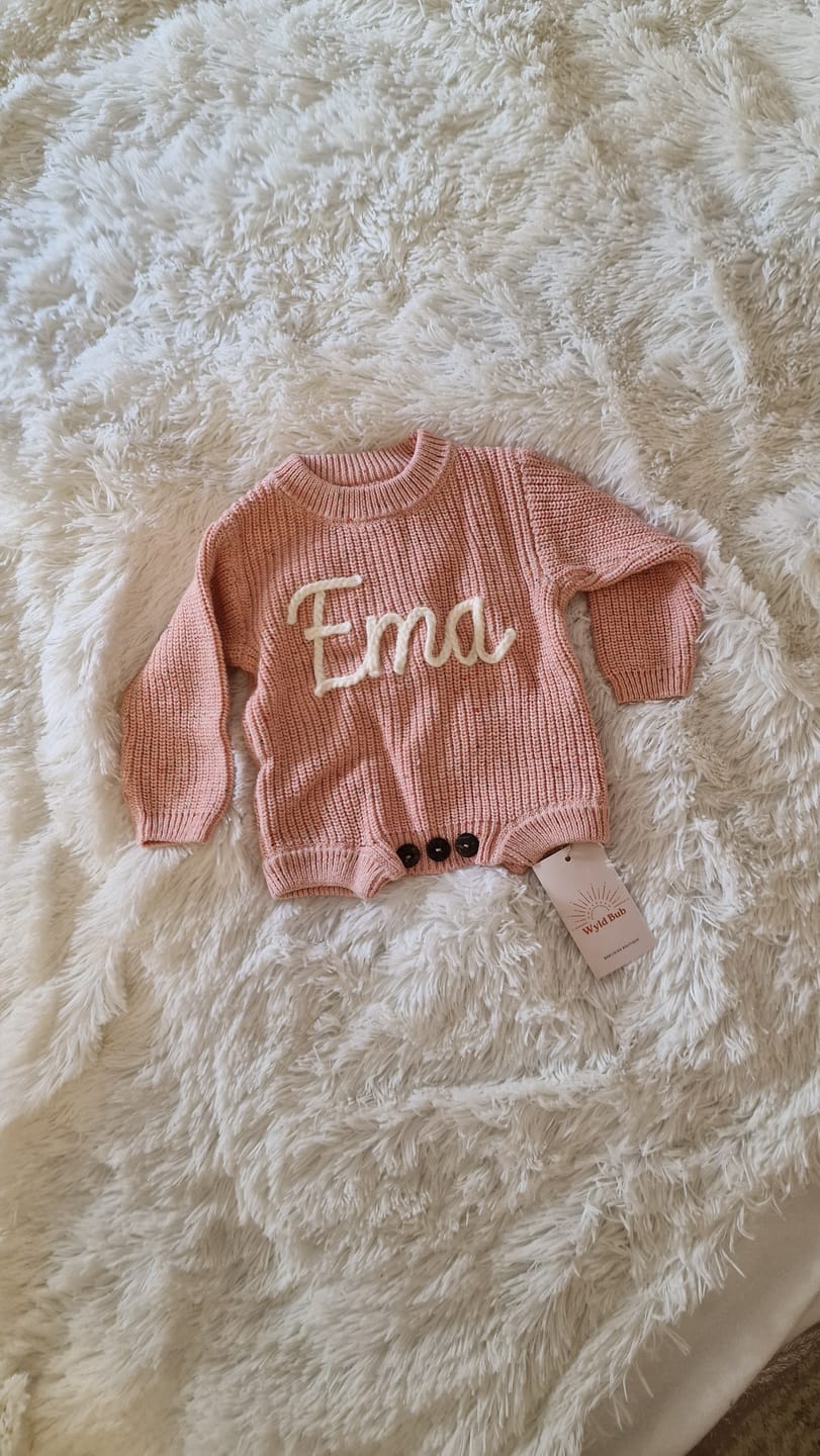 Customer photo review of Hand Knitted Personalized Romper