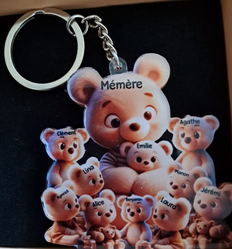 Customer photo review of Porte-Clés Famille d’Ours Personnalisé – “Mamie et ses Petits Oursons”