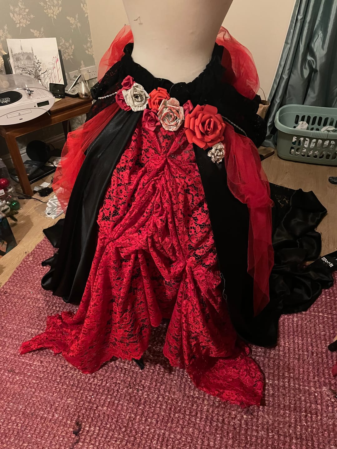 Customer photo review of Floral Corded Lace Fabric