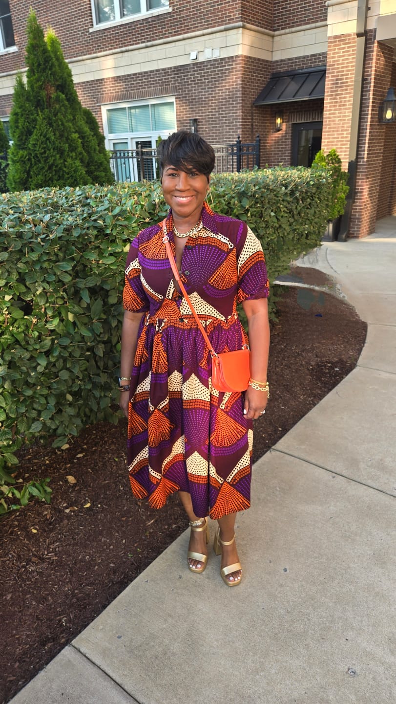 Customer photo review of MOREMI AFRICAN PRINT BUTTON DOWN DRESS