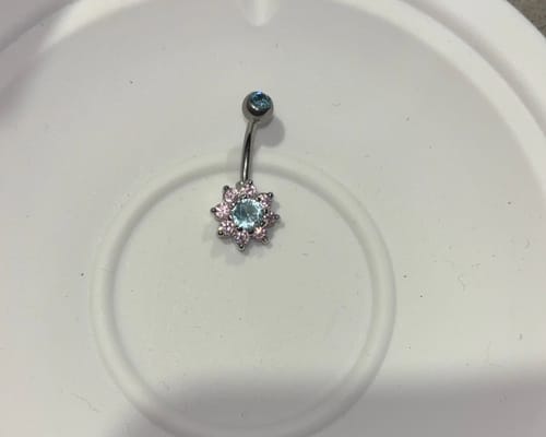 Customer photo review of Pastel Crystal Flower Belly Rings