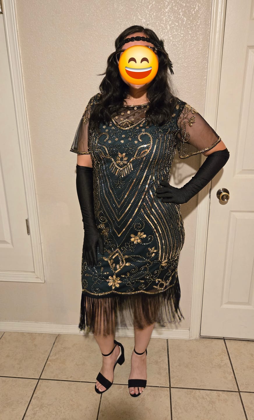 Customer photo review of Plus Size Halle Flapper Dress - Green