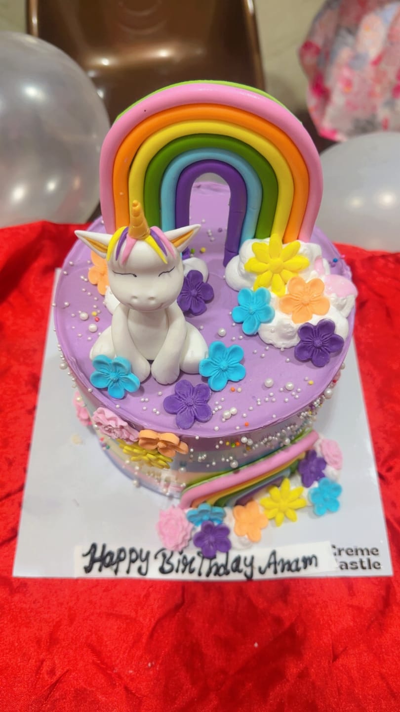Customer photo review of Rainbow and Unicorn Cake