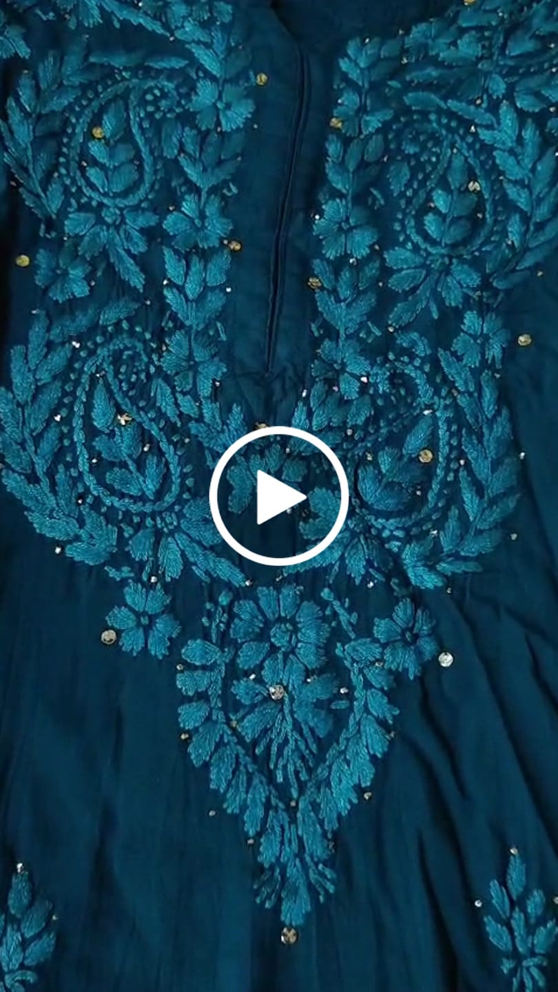 Customer video review of Peacock Blue Rayon mukaish Long Kurta