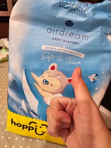 Customer photo review of Hoppi AirDream Diapers 2mm Ultracore Technology