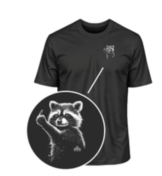 Customer photo review of Frecher Waschbär (klein) - Bio Herren Shirt