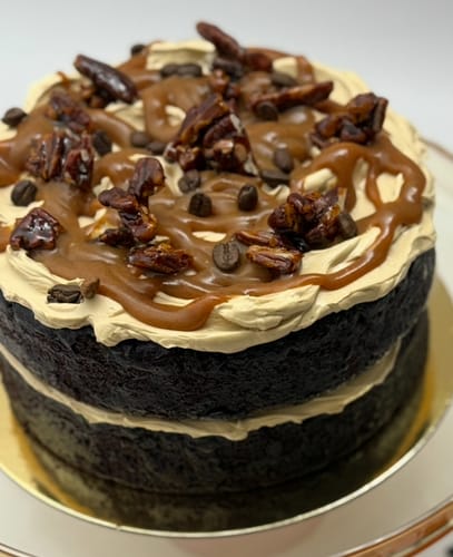 Customer photo review of Espresso Chocolate & Pecan Praline with Salted Caramel