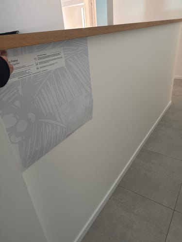 Customer photo review of The Palms Wallpaper in Duck Egg Blue