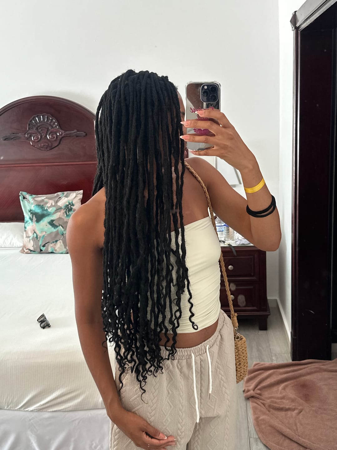 Customer photo review of Human Hair Loc Extensions With Curly Ends  - Natural Black #1B