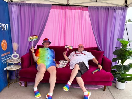 Customer photo review of Rainbow Gradient Print Men's Romper