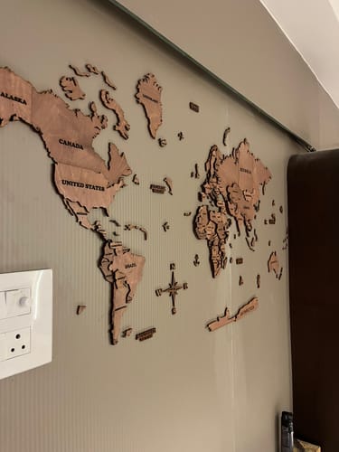 Customer photo review of 3D Wooden World Map Multicolor