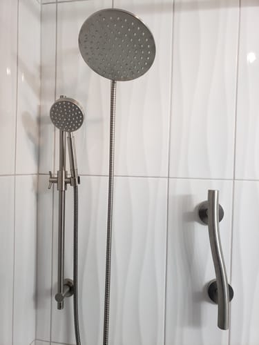 Customer photo review of 1-Handle Valve and Trim Shower System with Dual Shower Head and Slide Bar