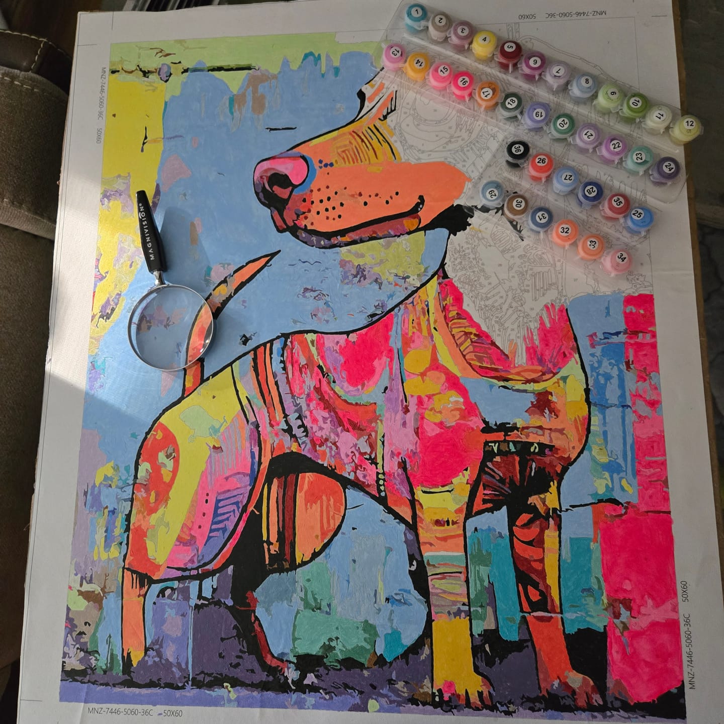 Customer photo review of Paint by Numbers - Colorful Awakening, Dachshund