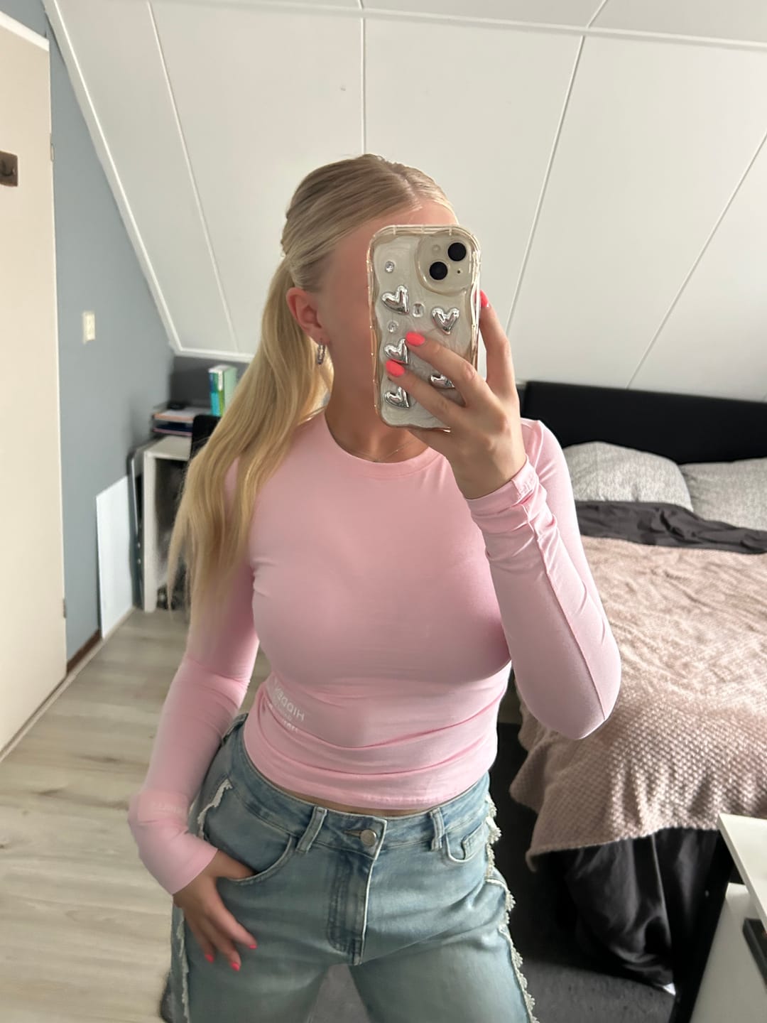 Customer photo review of LABEL LONGSLEEVE TOP LIGHT PINK