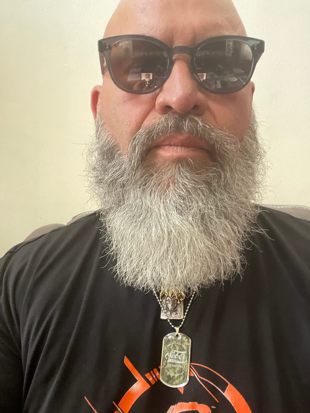 Customer photo review of Camo Sober Since Dog Tag Necklace w/Personalized Date